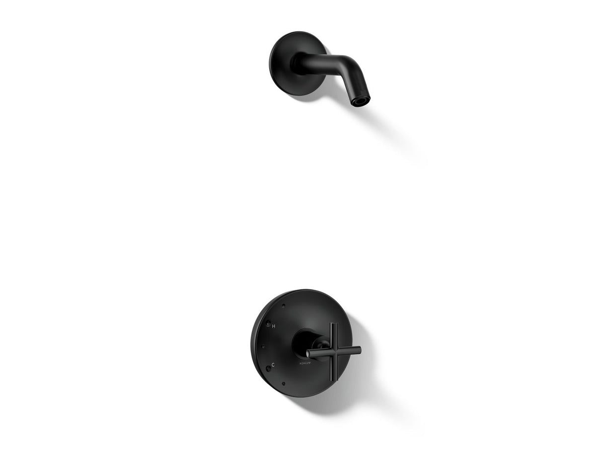 Purist® Rite-Temp® shower trim kit with cross handle, without showerhead