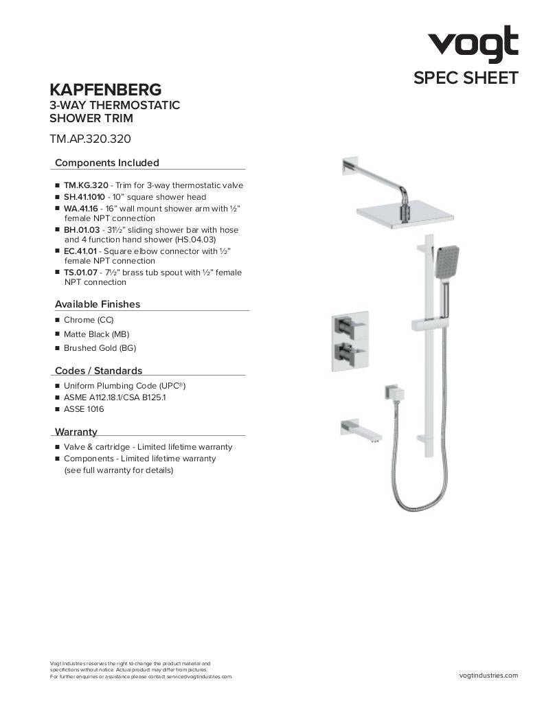 KAPFENBERG TRIM FOR 3-WAY TH SHOWER KIT
