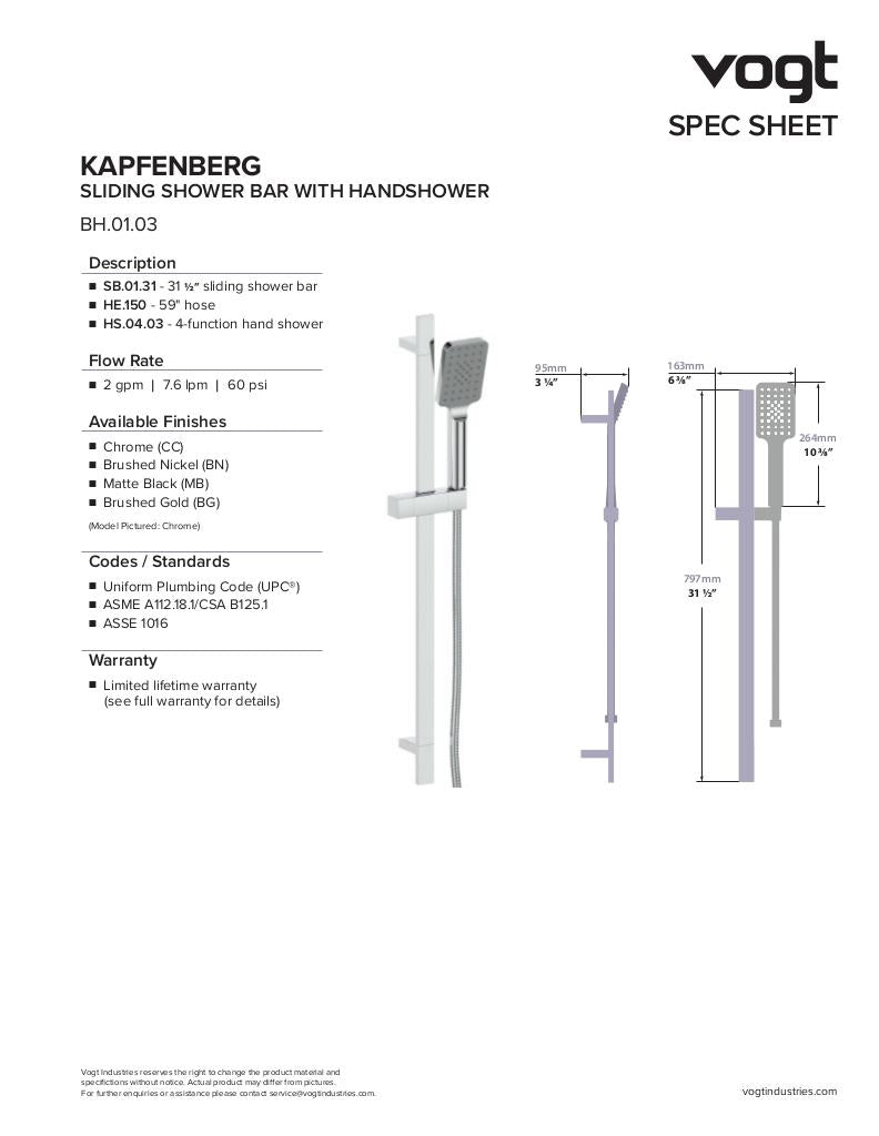KAPFENBERG TRIM FOR 3-WAY TH SHOWER KIT
