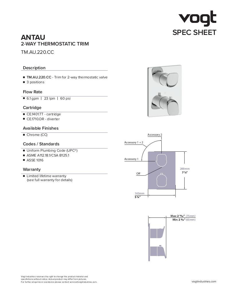 ANTAU TRIM FOR 3-WAY TH SHOWER KIT