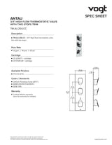 ANTAU TRIM FOR 3/4" HIGH-FLOW TH VALVE WITH 2 VOLUME CONTROLS
