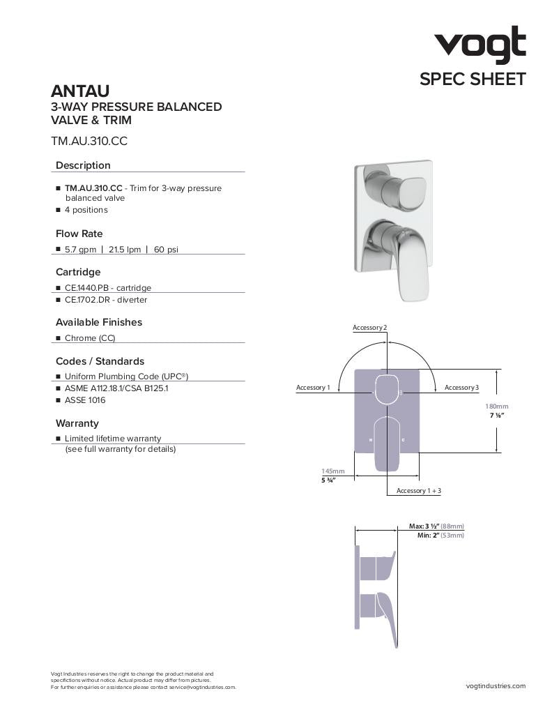 ANTAU TRIM FOR 3-WAY PB SHOWER KIT