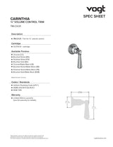 CARINTHIA TRIM FOR 3/4" VOLUME CONTROL