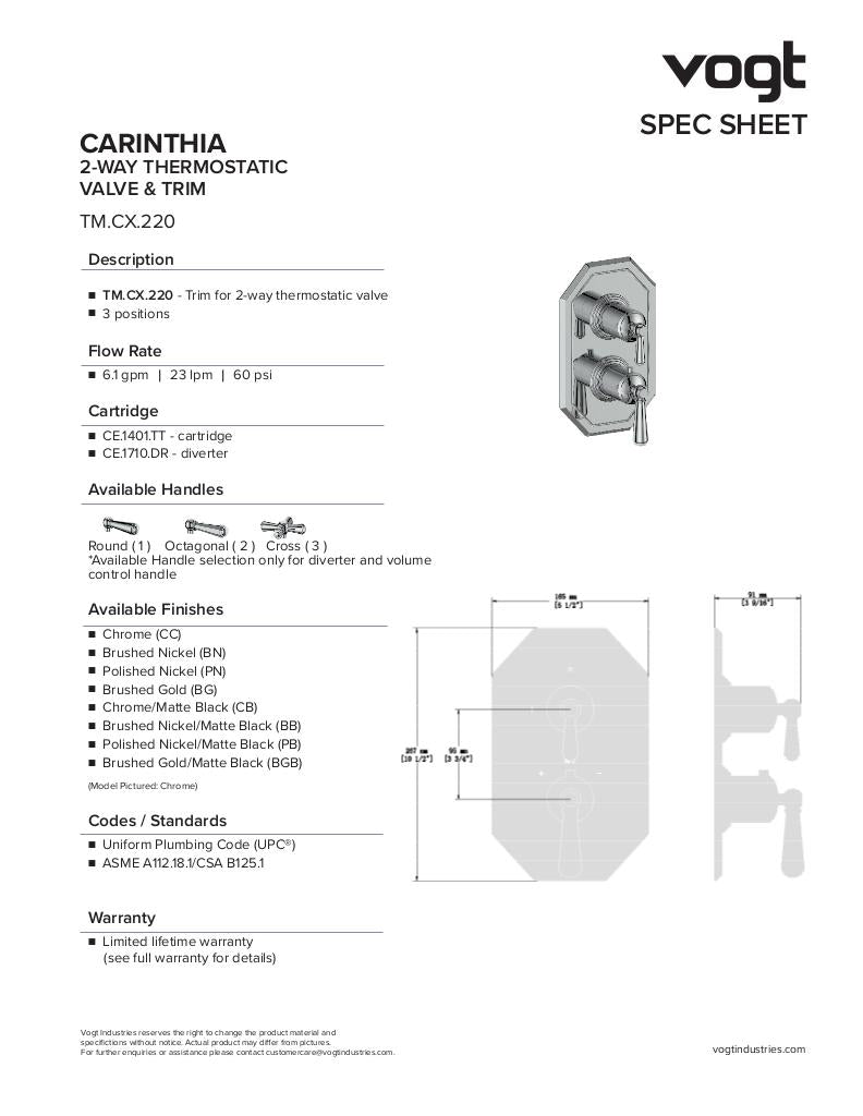 CARINTHIA TRIM FOR 2-WAY TH SHOWER KIT