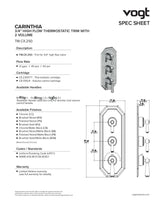 CARINTHIA TRIM FOR 3/4" HIGH-FLOW TH VALVE WITH 2 VOLUME CONTROLS