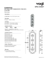 CARINTHIA TRIM FOR 3/4" HIGH-FLOW TH VALVE WITH 3 VOLUME CONTROLS
