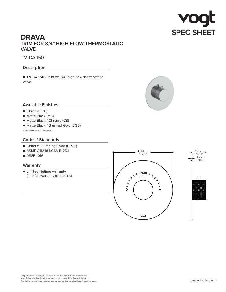 DRAVA TRIM FOR 3/4" HIGH-FLOW TH VALVE