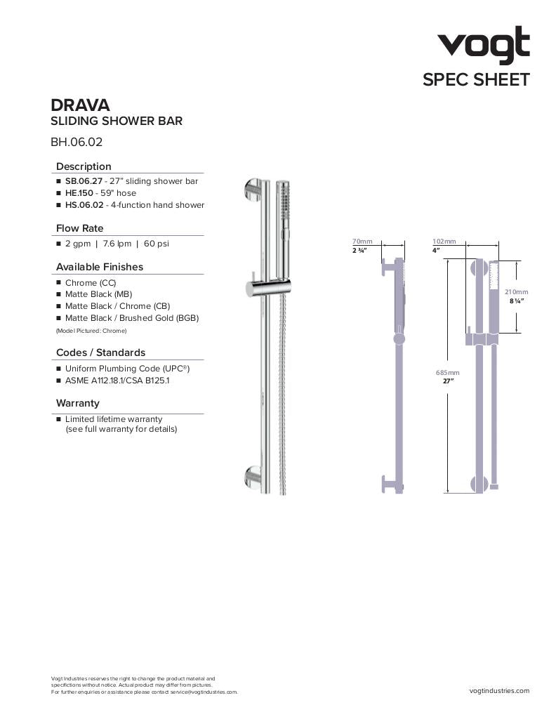 DRAVA TRIM FOR 2-WAY TH SHOWER KIT