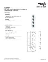 LUSTEN TRIM FOR 3/4" HIGH-FLOW TH VALVE WITH 3 VOLUME CONTROLS