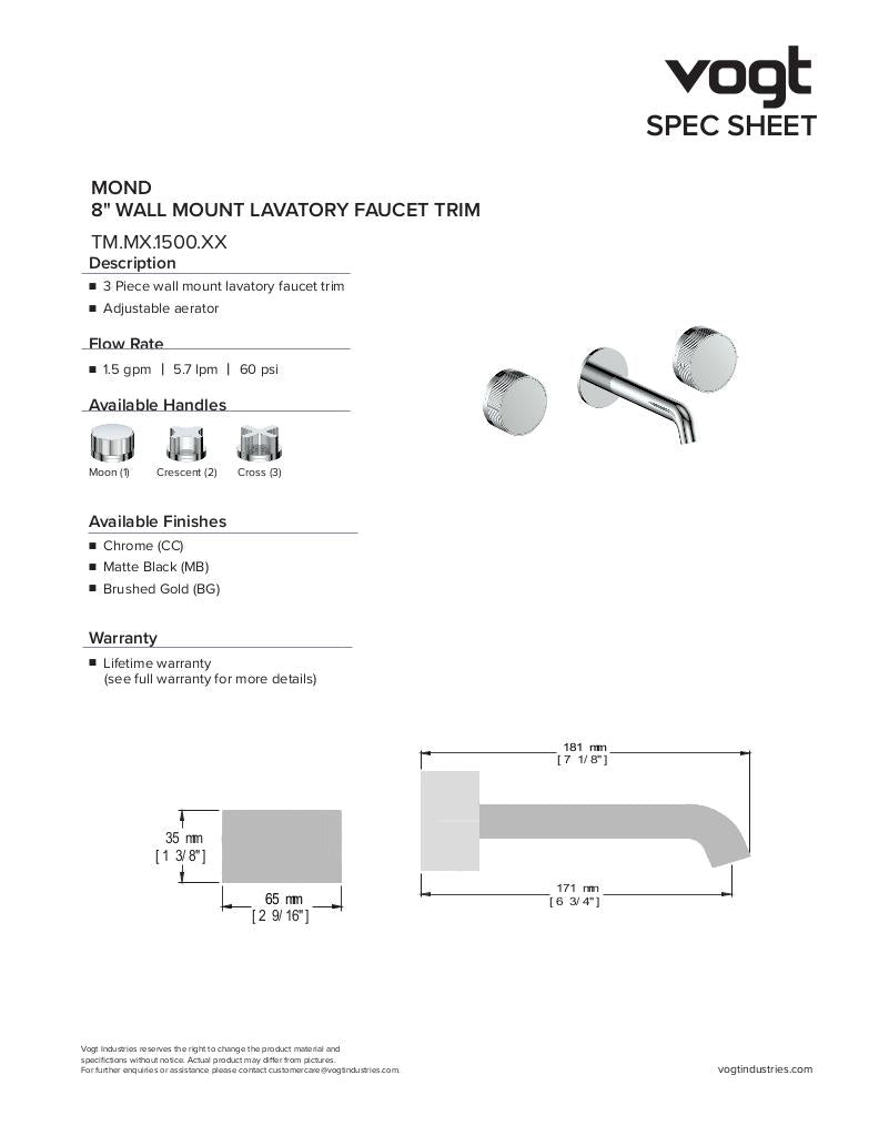 MOND TRIM FOR 8" C.C. WALL MOUNT LAVATORY FAUCET