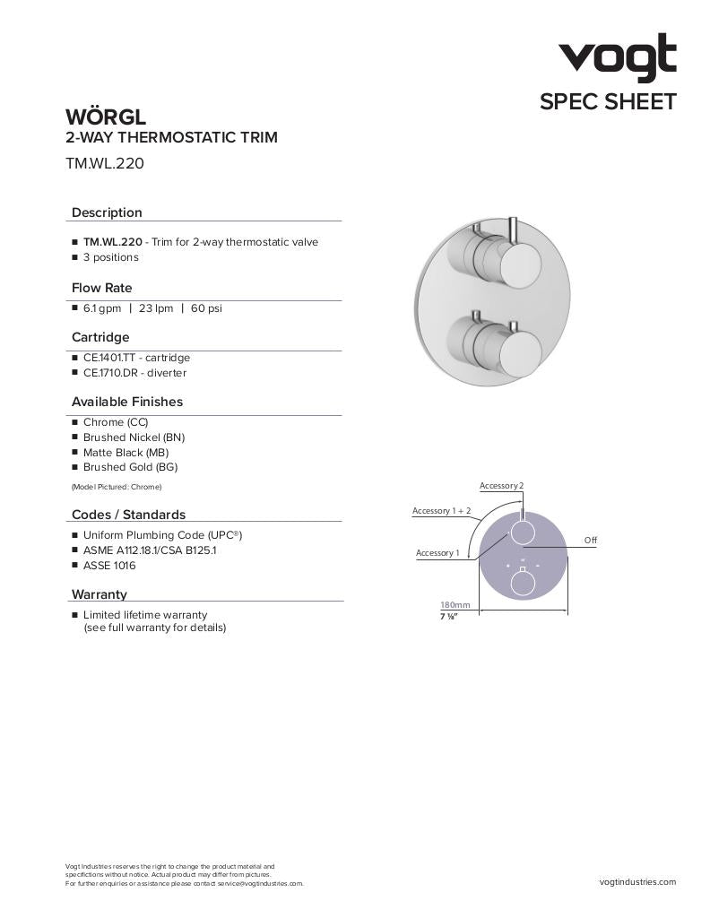 WORGL TRIM FOR 2-WAY TH SHOWER KIT