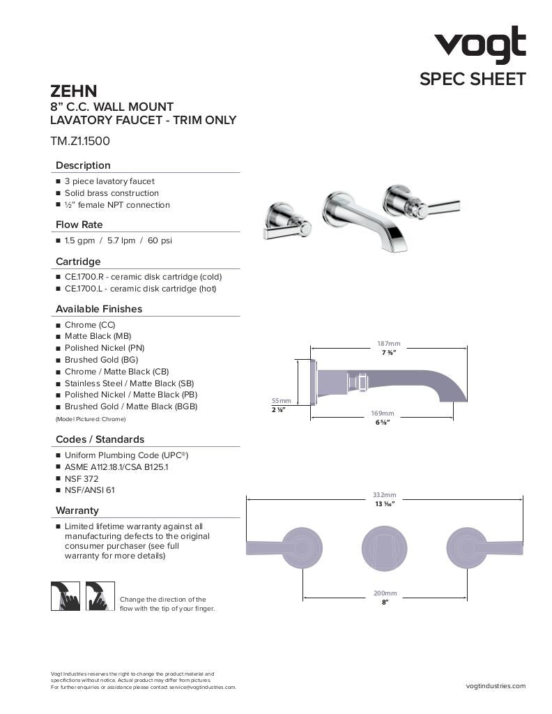 ZEHN TRIM FOR WALL MOUNT LAVATORY FAUCET