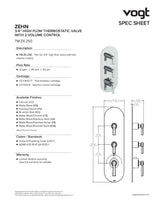ZEHN TRIM FOR 3/4" HIGH-FLOW TH VALVE WITH 2 VOLUME CONTROLS