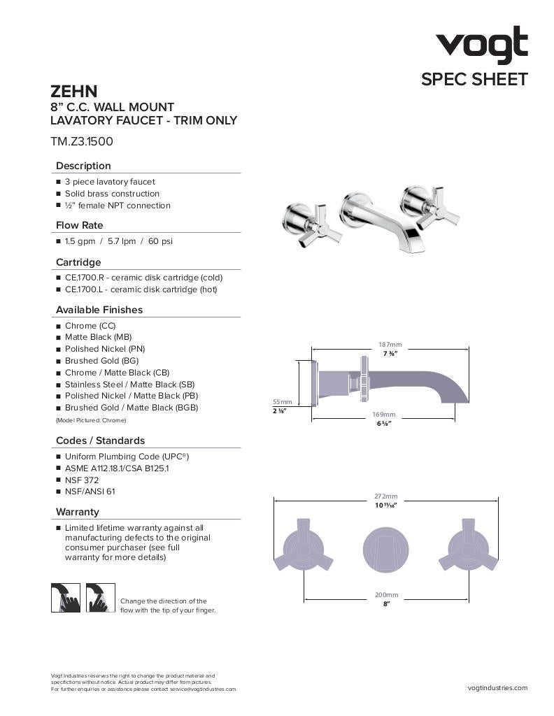 ZEHN TRIM FOR WALL MOUNT LAVATORY FAUCET
