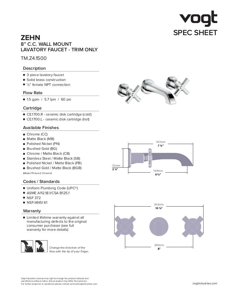 ZEHN TRIM FOR WALL MOUNT LAVATORY FAUCET