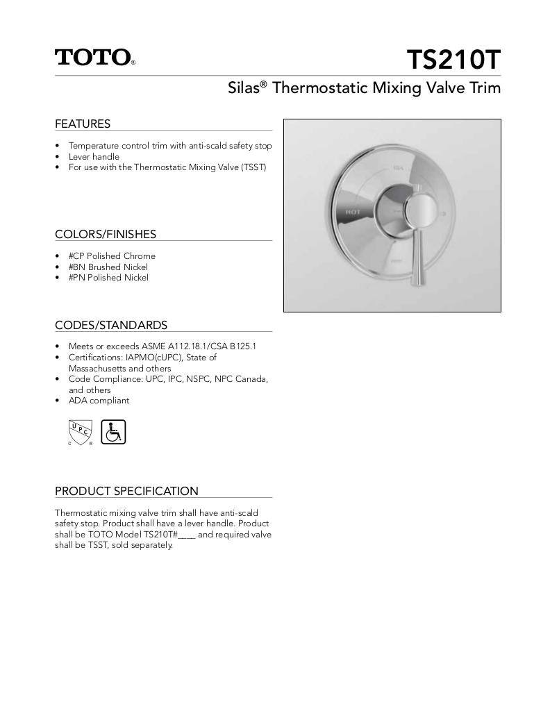 Silas Thermostatic Mixing Valve Trim