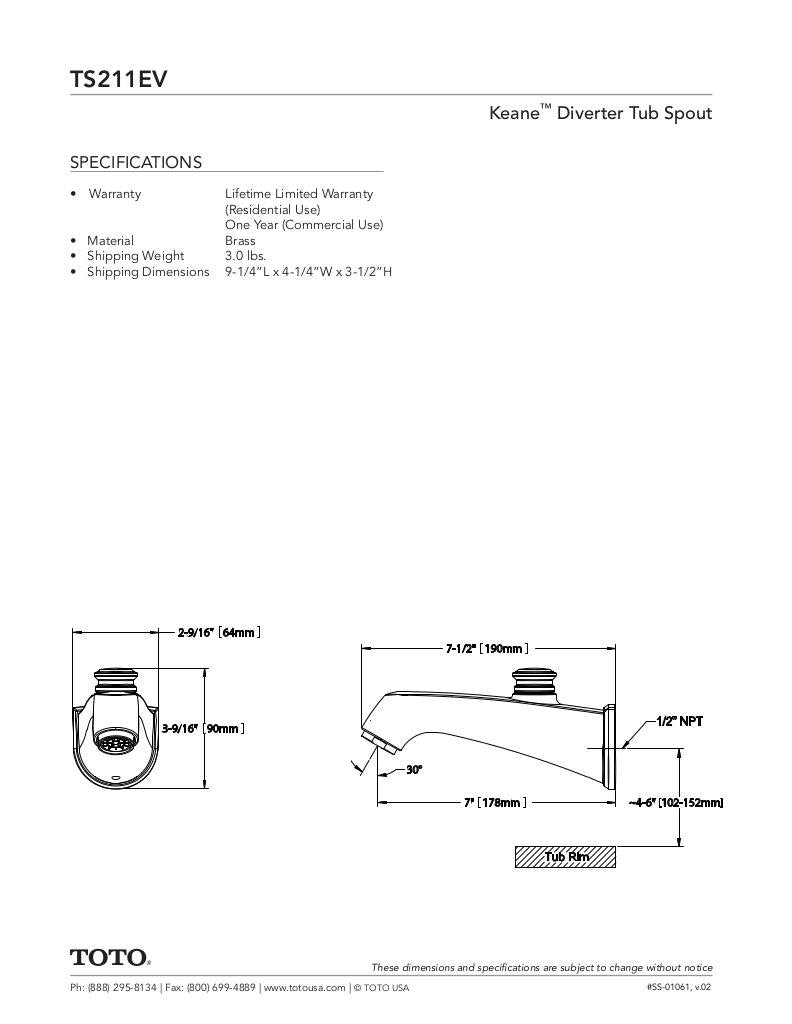 Keane Diverter Tub Spout
