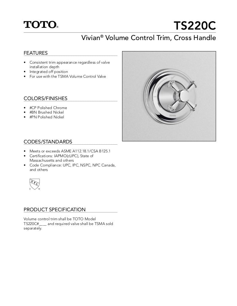 Vivian Volume Control Trim- Cross Handle