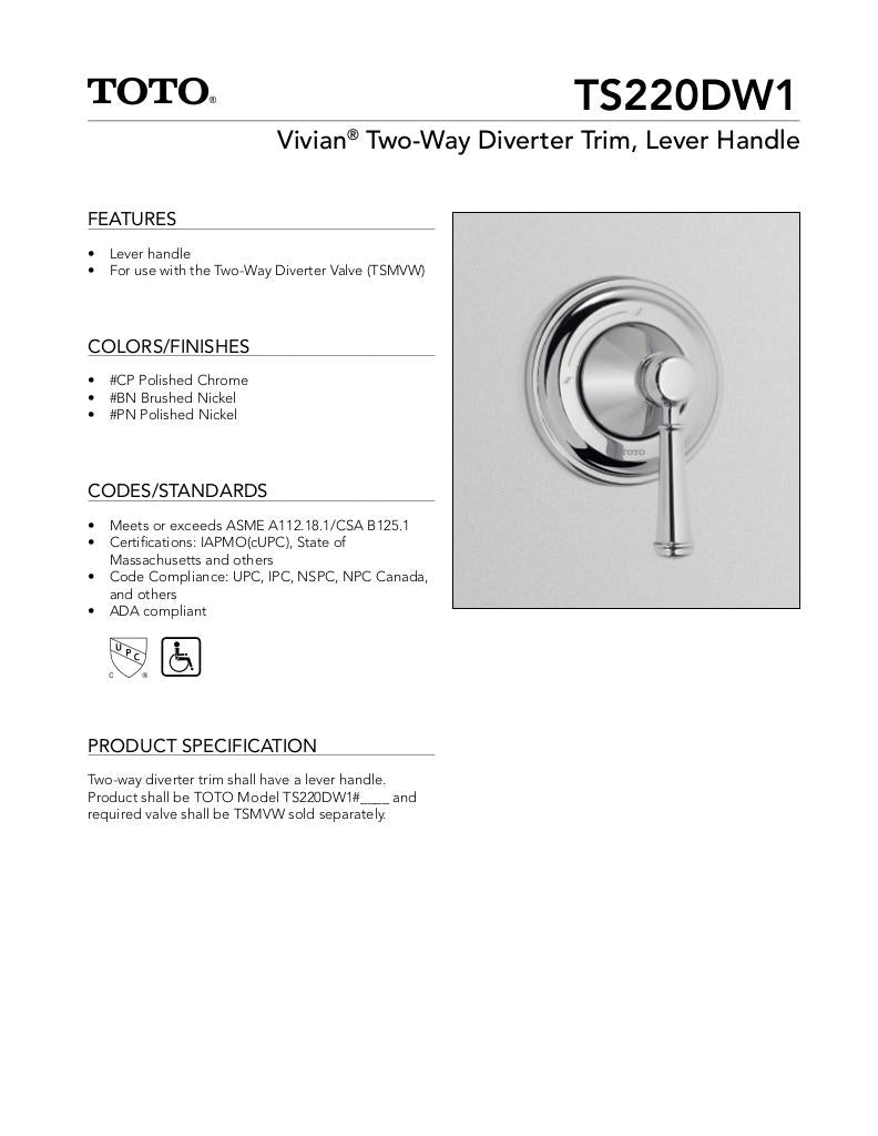 Vivian Two-way Diverter Trim - Lever Handle