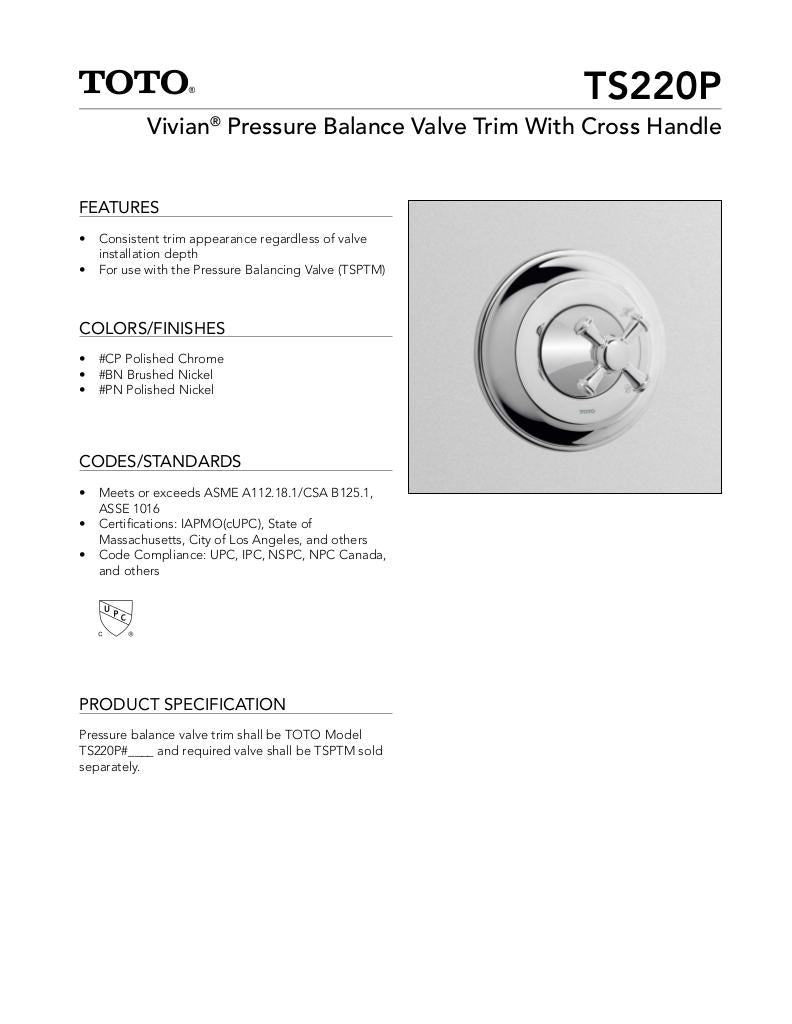 Vivian Pressure Balance Valve Trim with Cross Handle