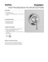 Vivian Three-Way Diverter Trim with Off - Lever Handle
