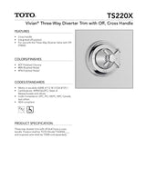 Vivian Three-Way Diverter Trim with Off - Cross Handle