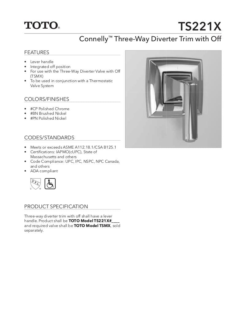 Connelly Three-Way Diverter Trim with Off