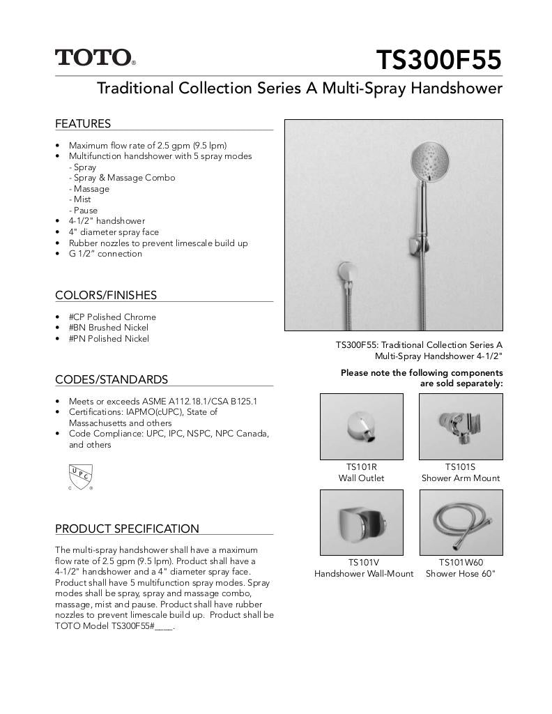 Traditional Collection Series A Multi-Spray Handshower 4-1/2" - 2.5 GPM