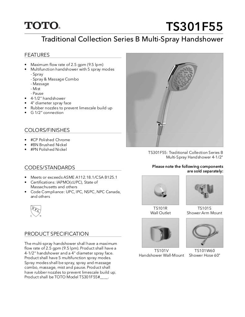 Traditional Collection Series B Multi-Spray Handshower 4-1/2" - 2.5 GPM