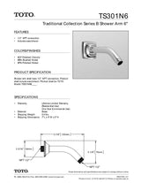 Traditional Collection Series B Shower Arm 6"