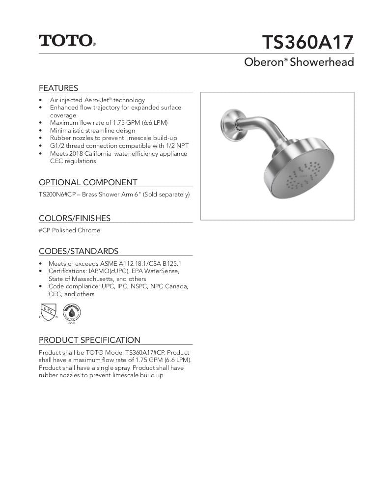 Oberon Showerhead 1.75 GPM