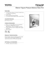 Oberon Pressure Balance Valve Trim - Square