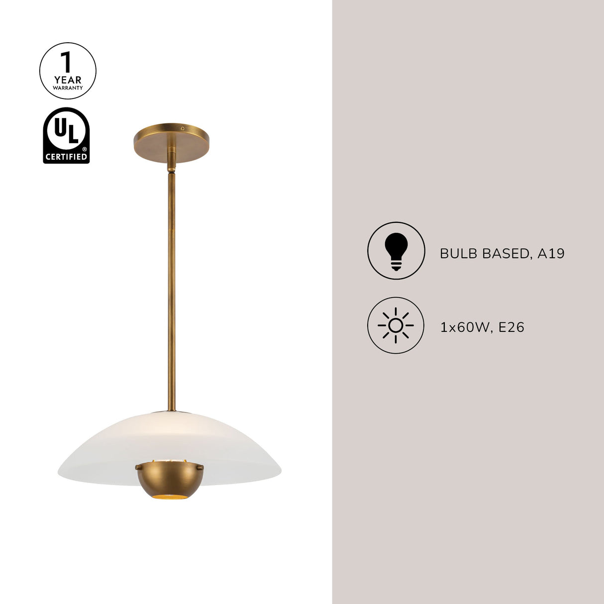 Kuzco Umbra 14-in (5-in Height) Pendant