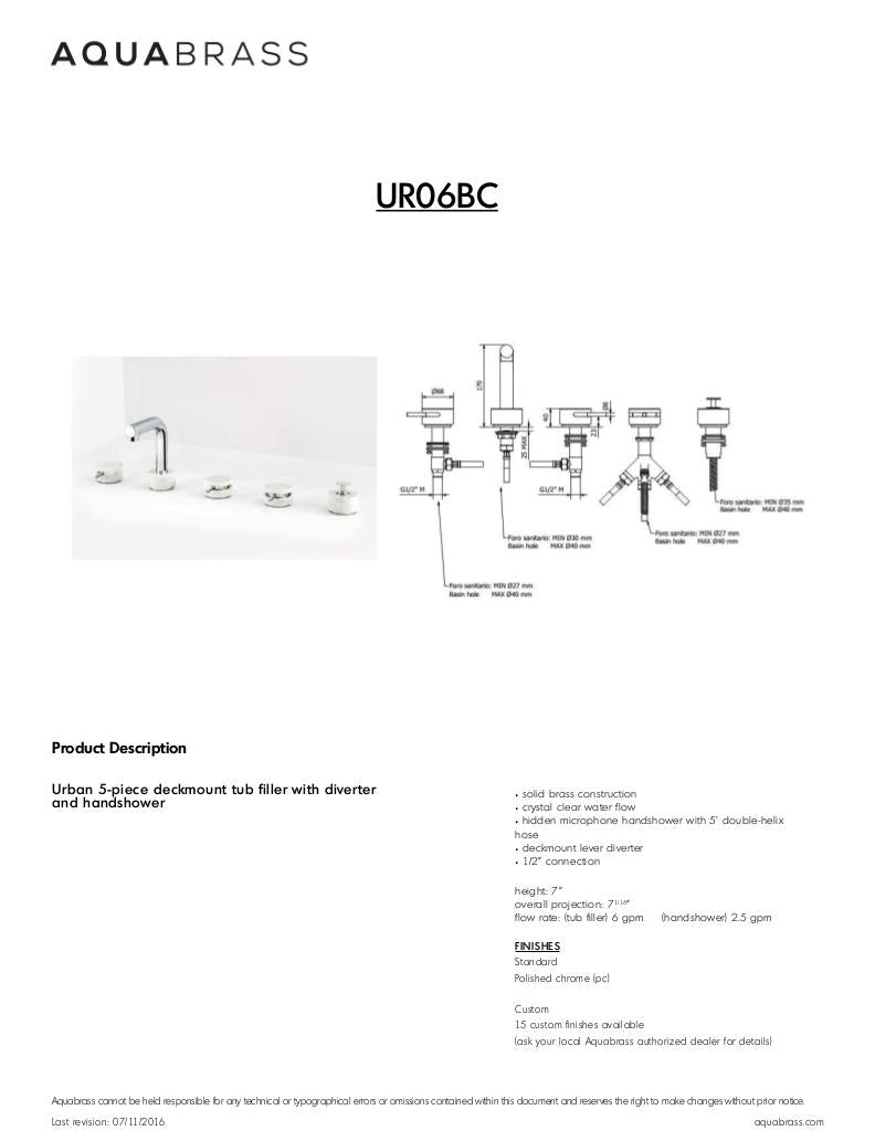 5-piece deckmount tub filler with diverter and handshower