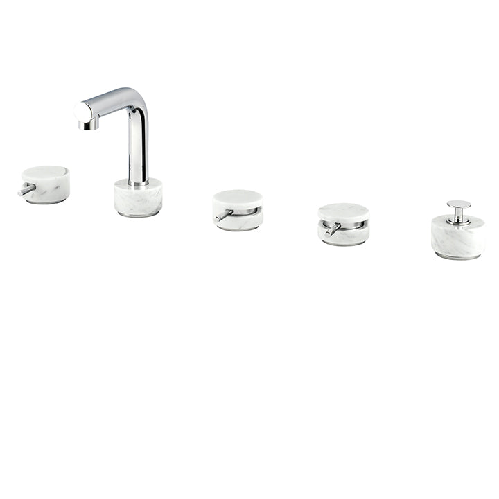5-piece deckmount tub filler with diverter and handshower