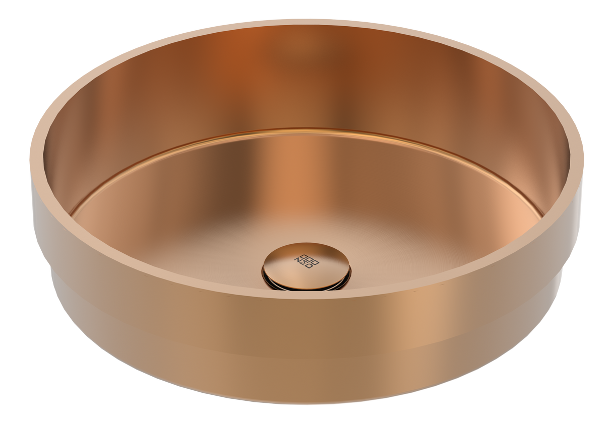 Vanity Vessel 16" Semi-Inset Round Vessel Sink, SUS304 with Fixed Drain