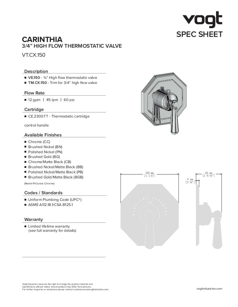 3/4" HIGH-FLOW TH VALVE WITH 2 INTEGRATED VOLUME CONTROLS