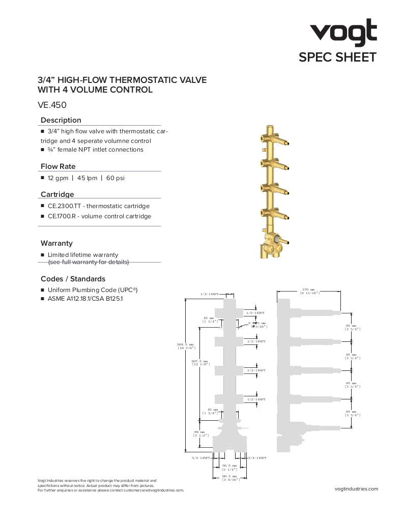 3/4" HIGH-FLOW TH VALVE WITH 4 INTEGRATED VOLUME CONTROLS