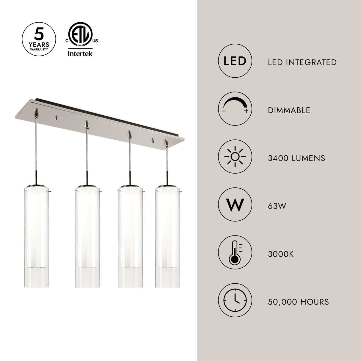 Kuzco Verona 5-in 4 Head Multi Pendant