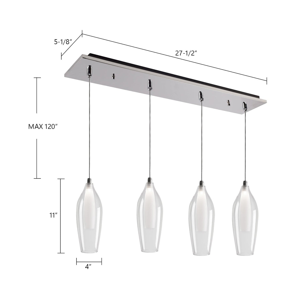 Kuzco Victoria 4-in 4 Head Multi Pendant