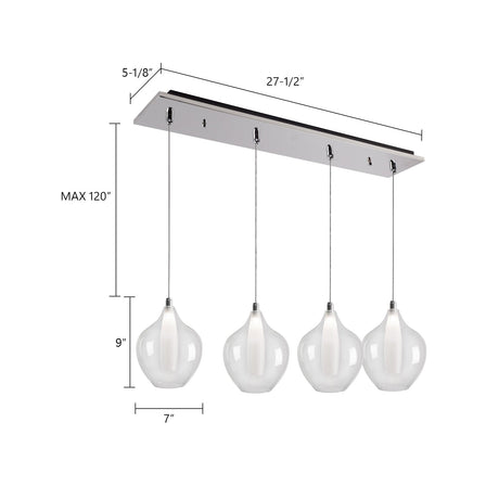 Kuzco Victoria 7-in 4 Head Multi Pendant