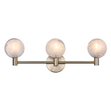 Matteo 3-light vanity wall sconce with swirl glass globes, front view