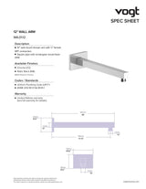 12" SQUARE WALL MOUNT SHOWER ARM