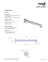 12" ROUND WALL MOUNT SHOWER ARM