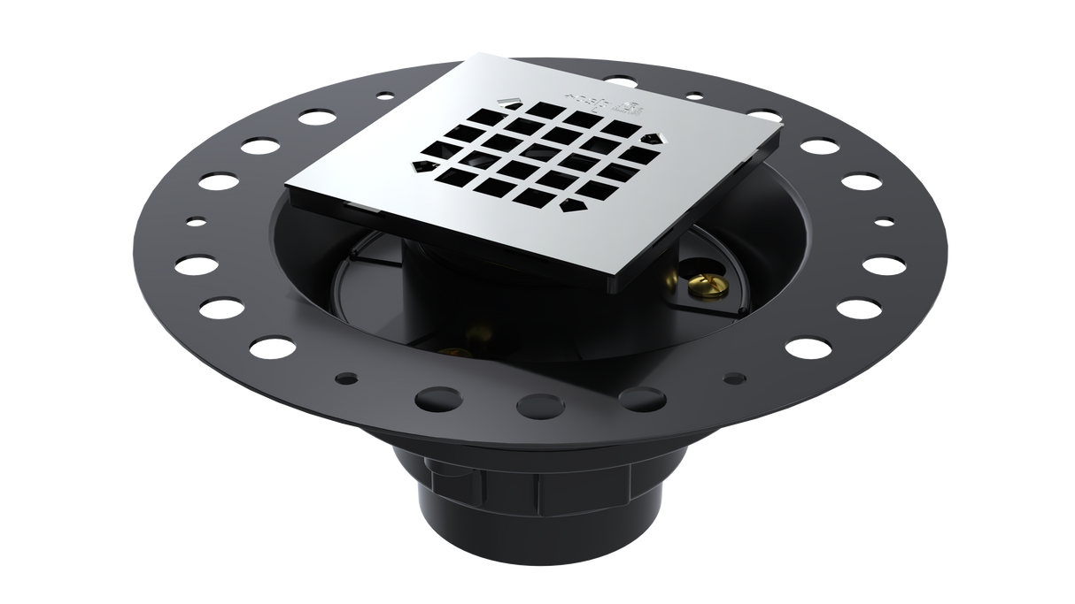 ABS Wood Deck Drain with Square Grate, without Plug (WDDS44-LP)