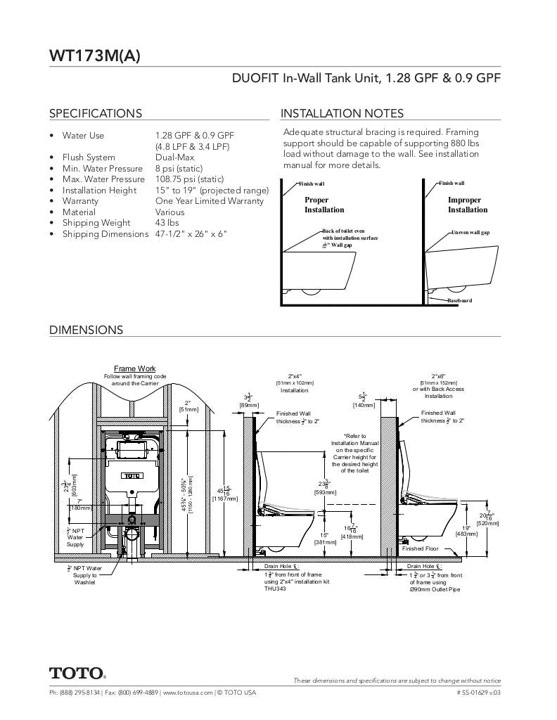 Duofit In-Wall Tank System 1.28 GPF & .09 GPF