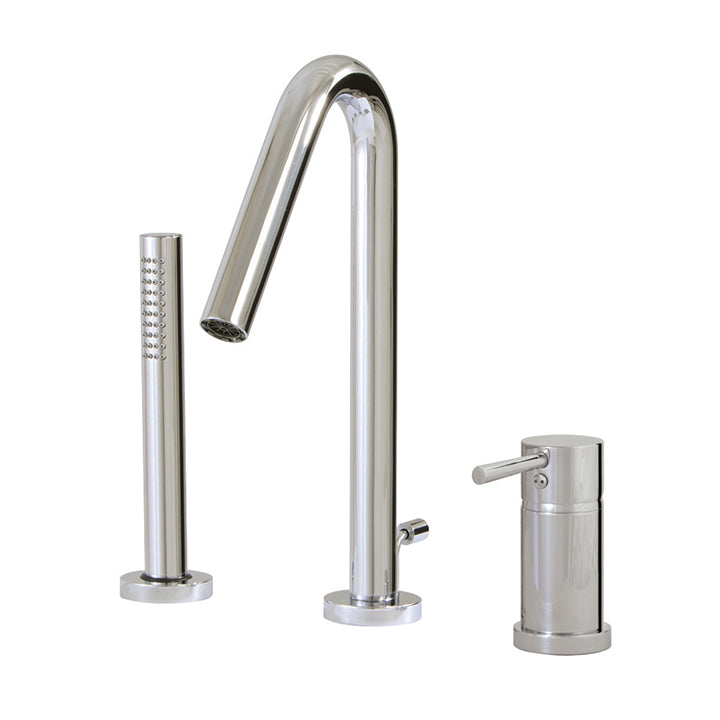 3-piece deckmount tub filler with handshower