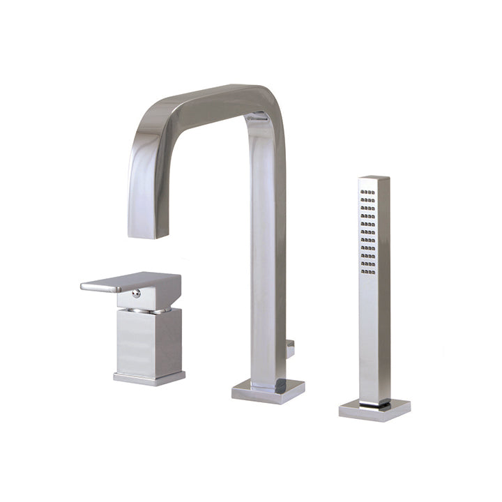 3-piece deckmount tub filler with handshower
