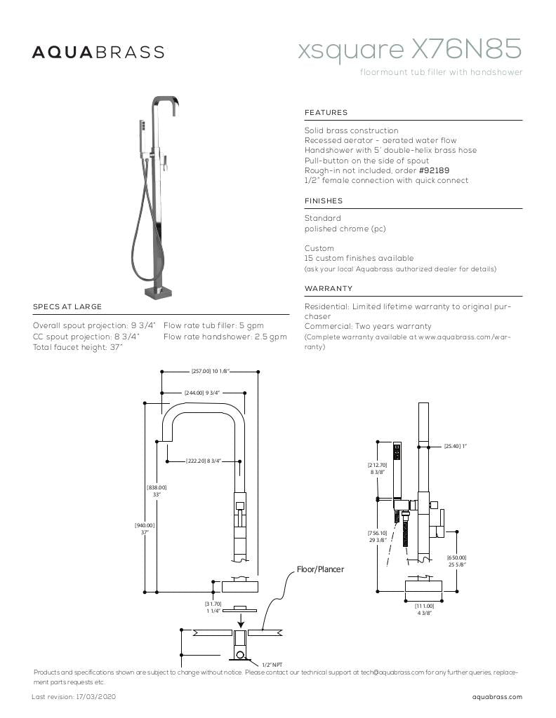 Floormount tub filler with handshower