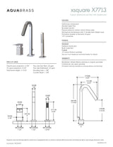 3-piece deckmount tub filler with handshower